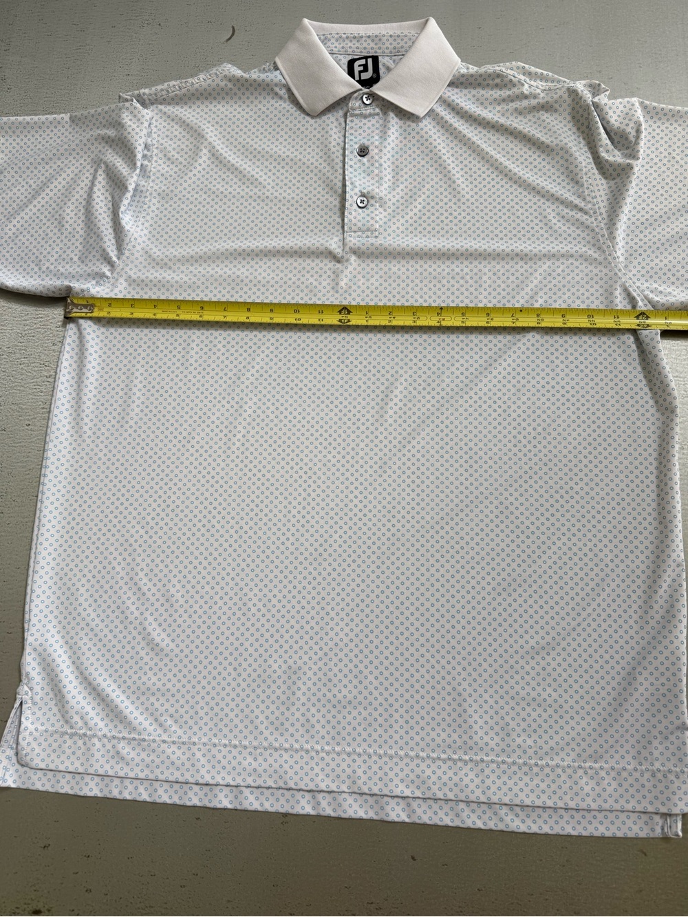 FootJoy White Polo with Light Blue Dot Pattern - Picture 8 of 15